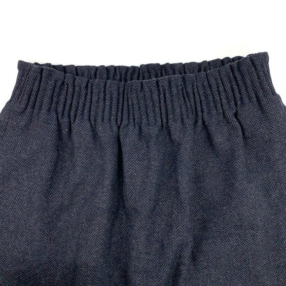 J.Crew Sidewalk Skirt Blue Herringbone Wool Blend Pull On Mini A Line - Picture 4 of 8